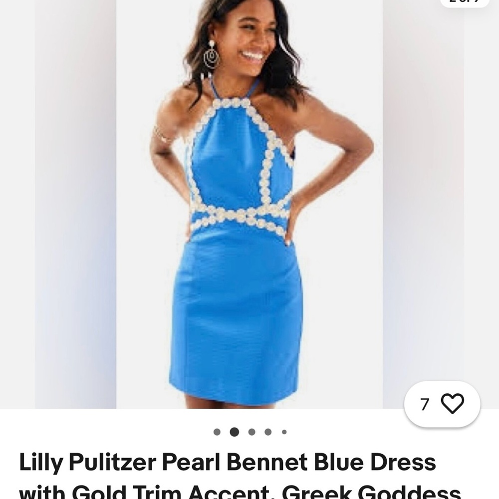 Lilly Pulitzer Blue Dress with Gold Trim
